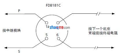 西門子FDT181C非編碼點型感溫火災探測器底座端子接線圖